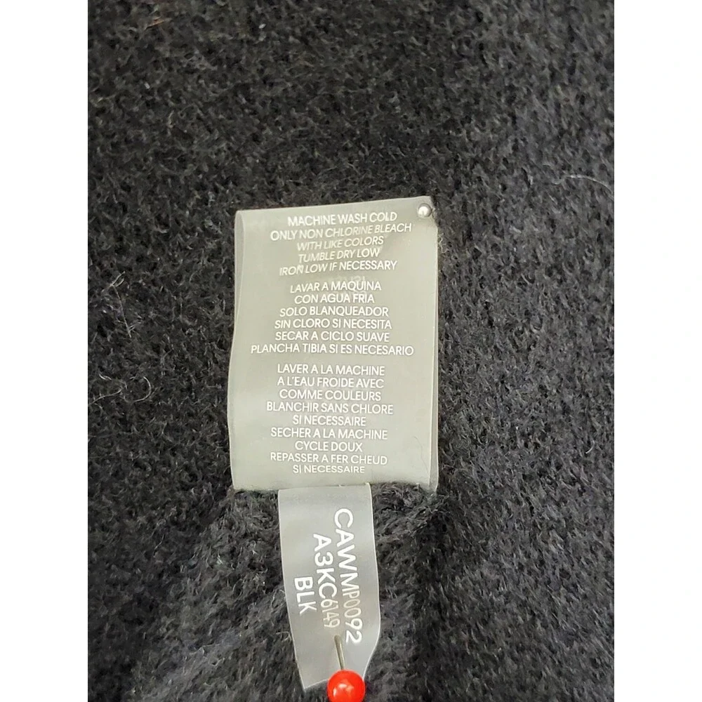 Calvin Klein Knit Hooded Cardigan Sweater Women's One Size Black Fringe Trim - Picture 14 of 15